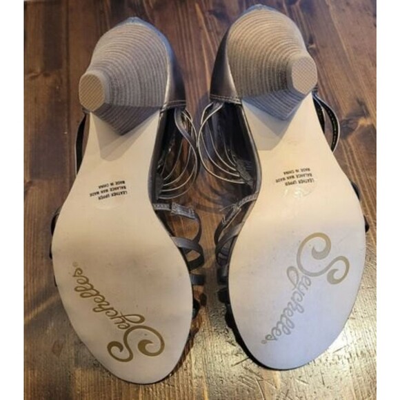 SEYCHELLES Size 7 Strappy Leather Bronze 3.75" heel zip back NWOB wedding party - Picture 7 of 8